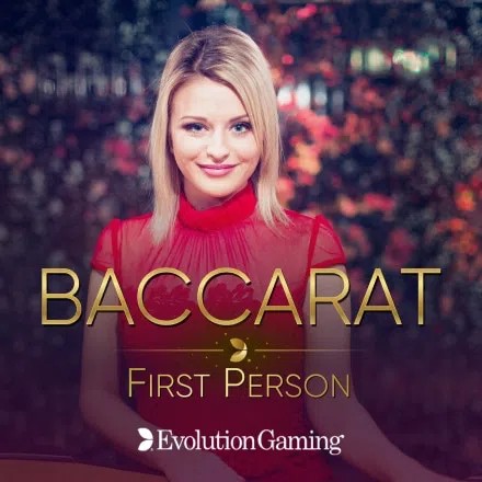Official Table Games logo: First Person Baccarat by Evolution at Oscarspin