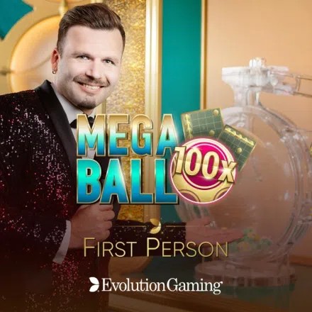 First Person Mega Ball casino game by Evolution – featured logo at Oscarspin